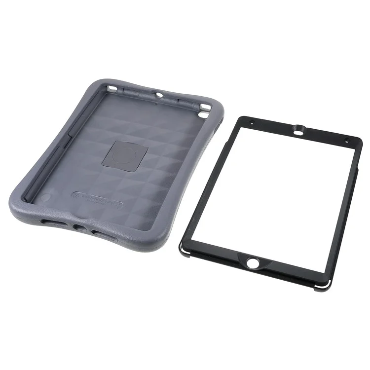 PEPKOO 360 Degree Rotation Kickstand Enhanced Frame EVA Tablet Case Cover for iPad 10.2 (2021) - Black