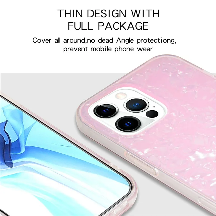 IPAKY Hard Acrylic Back Soft TPU Edge Shockproof Anti-Scratch IMD Cover for iPhone 13 Pro Max 6.7 inch - Pink