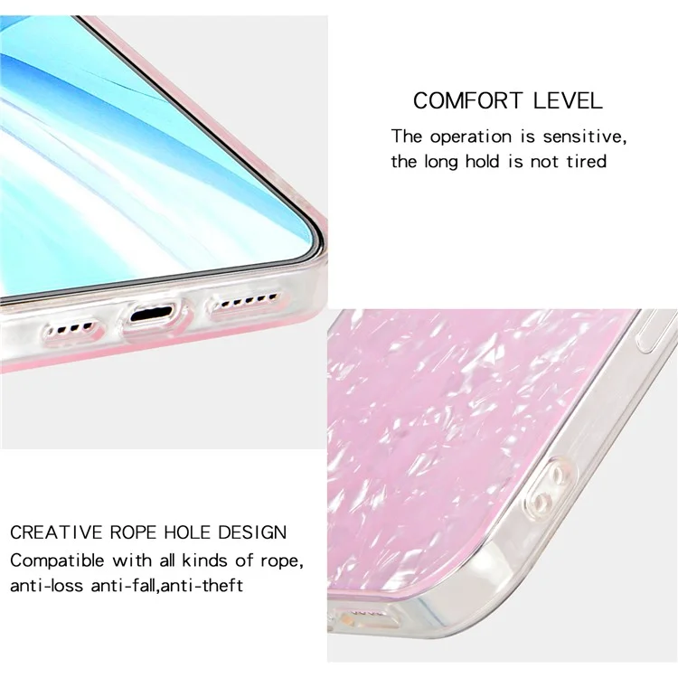 IPAKY Hard Acrylic Back Soft TPU Edge Shockproof Anti-Scratch IMD Cover for iPhone 13 Pro Max 6.7 inch - Pink