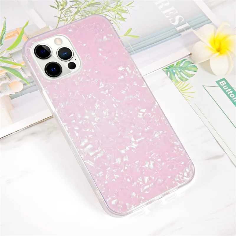 IPAKY Stylish IMD  Acrylic Backing + Soft TPU Shockproof Protective Phone Case Cover for iPhone 13 Pro 6.1 inch - Pink
