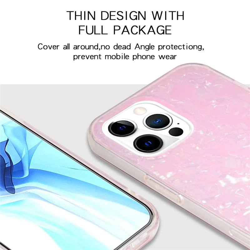 IPAKY Stylish IMD  Acrylic Backing + Soft TPU Shockproof Protective Phone Case Cover for iPhone 13 Pro 6.1 inch - Pink