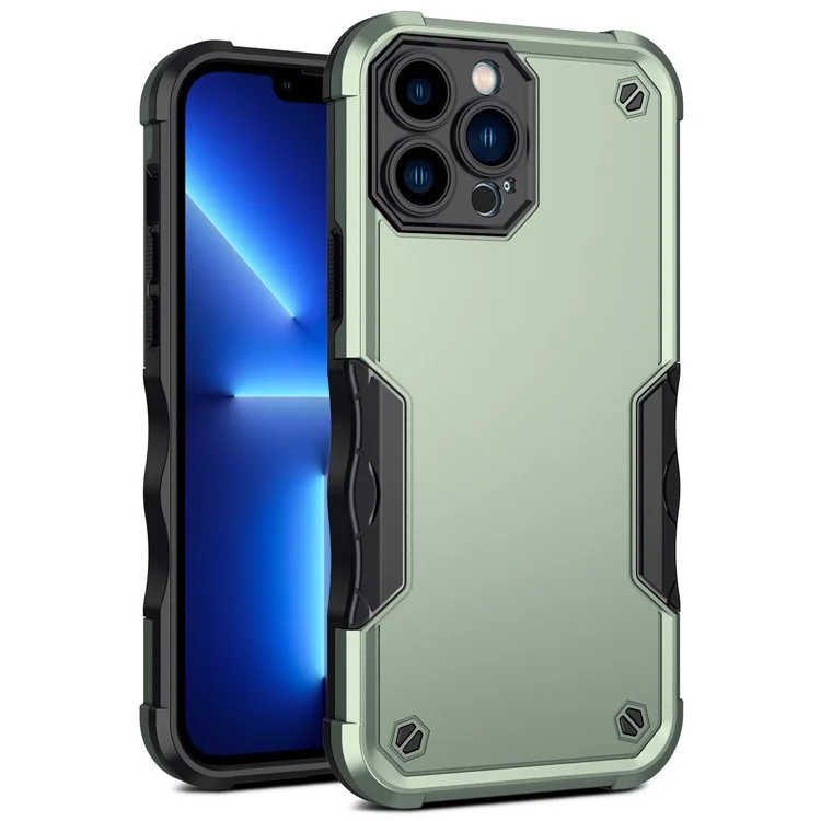 Precise Cutout Anti-fall Hybrid Hard PC Soft TPU Mobile Phone Case for iPhone 13 Pro Max 6.7 inch - Green
