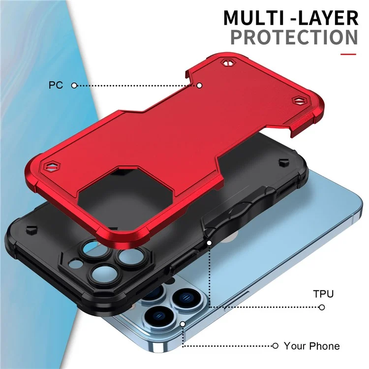 Precise Cutout Anti-fall Hybrid Hard PC Soft TPU Mobile Phone Case for iPhone 13 Pro Max 6.7 inch - Green