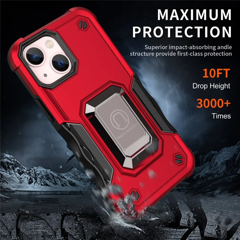 Drop Protection Hard PC Back Flexible TPU Anti-Slip Protective Phone Case with Kickstand for iPhone 13 mini 5.4 inch - Rose Gold