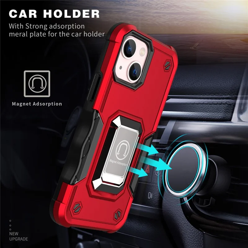 Drop Protection Hard PC Back Flexible TPU Anti-Slip Protective Phone Case with Kickstand for iPhone 13 mini 5.4 inch - Rose Gold