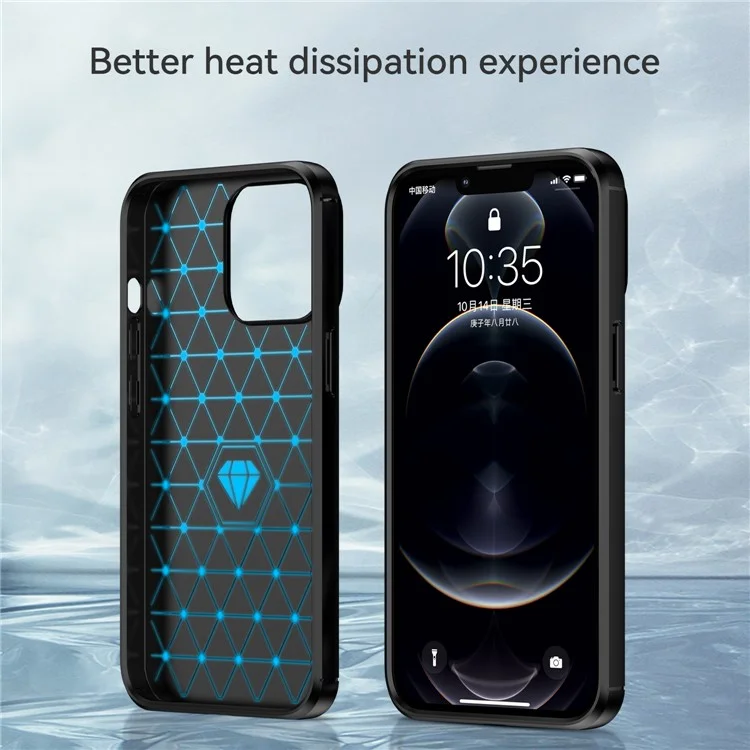 1.8mm Carbon Fiber Brushed Texture Flexible TPU Anti-drop Phone Back Case Cover for iPhone 13 Pro 6.1 inch - Black