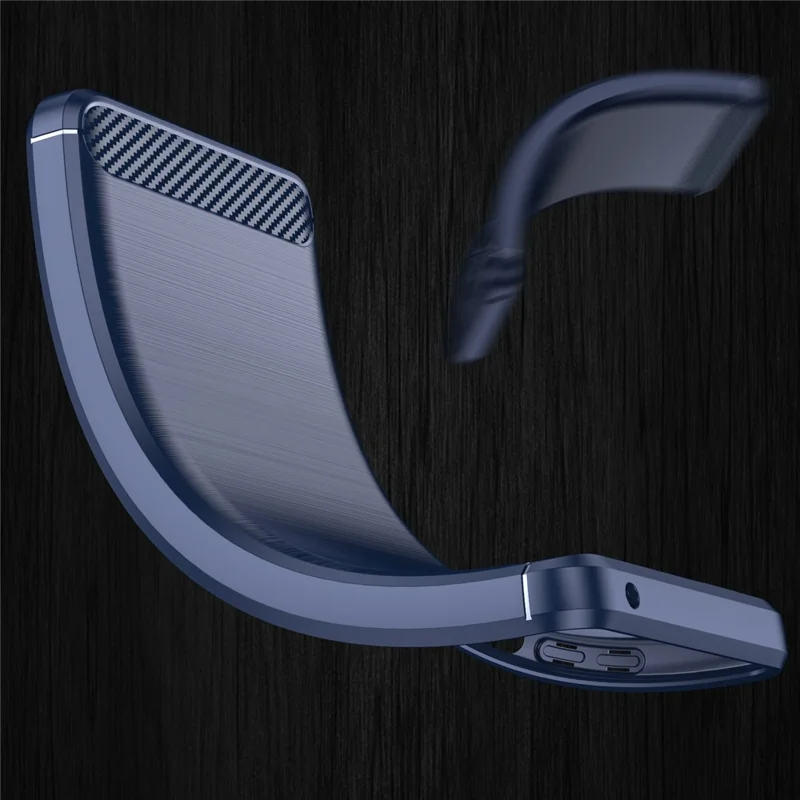 1.8mm Carbon Fiber Brushed Texture Flexible TPU Anti-drop Phone Back Case Cover for iPhone 13 Pro 6.1 inch - Blue