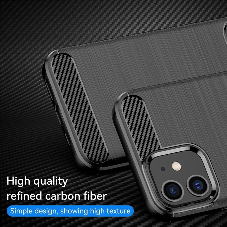 1.8mm Carbon Fiber Brushed Texture Heat Dissipation Back Case Flexible TPU Cover for iPhone 12 mini 5.4 inch - Black