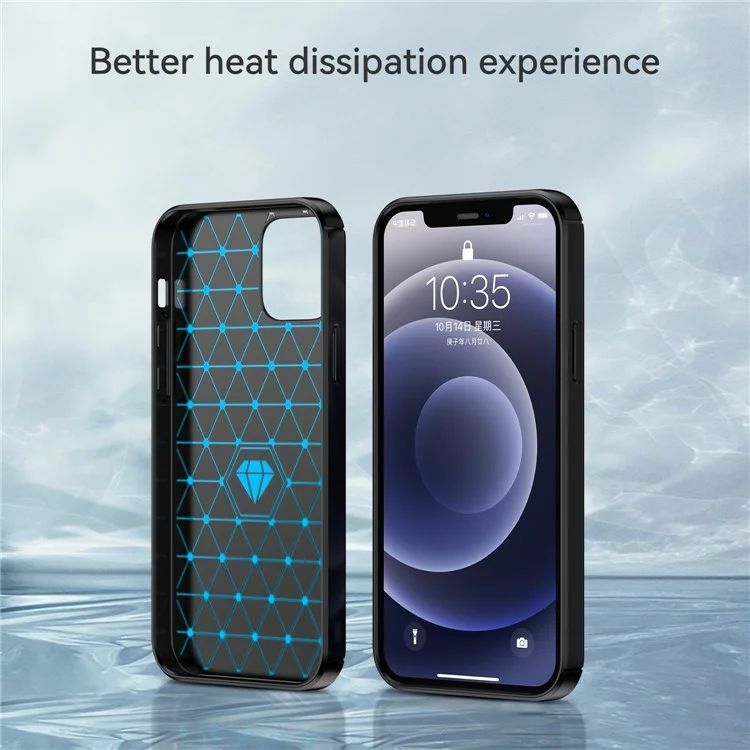 1.8mm Carbon Fiber Brushed Texture Heat Dissipation Back Case Flexible TPU Cover for iPhone 12 mini 5.4 inch - Black