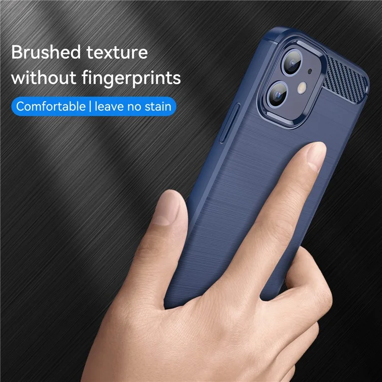 1.8mm Carbon Fiber Brushed Texture Heat Dissipation Back Case Flexible TPU Cover for iPhone 12 mini 5.4 inch - Blue