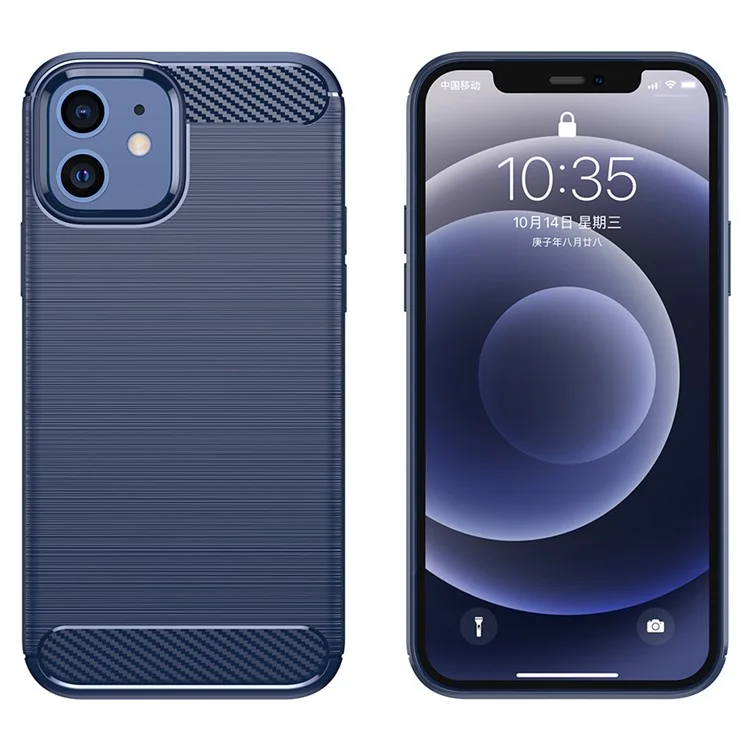 1.8mm Carbon Fiber Brushed Texture Heat Dissipation Back Case Flexible TPU Cover for iPhone 12 mini 5.4 inch - Blue