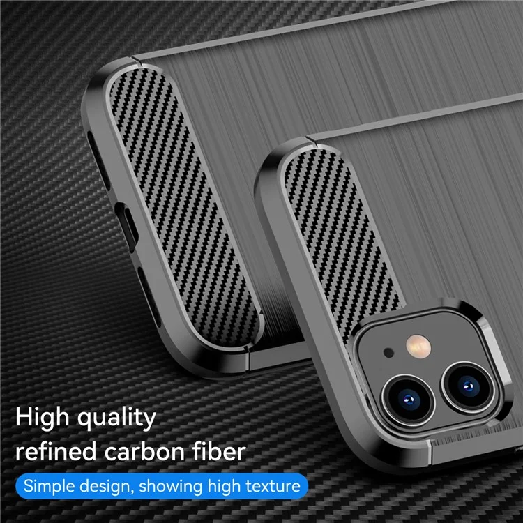 1,8-mm-Kohlefaser-Hüllen mit gebürsteter Textur Impact Buffer TPU-Handyhülle für iPhone 11 6,1 Zoll - Schwarz