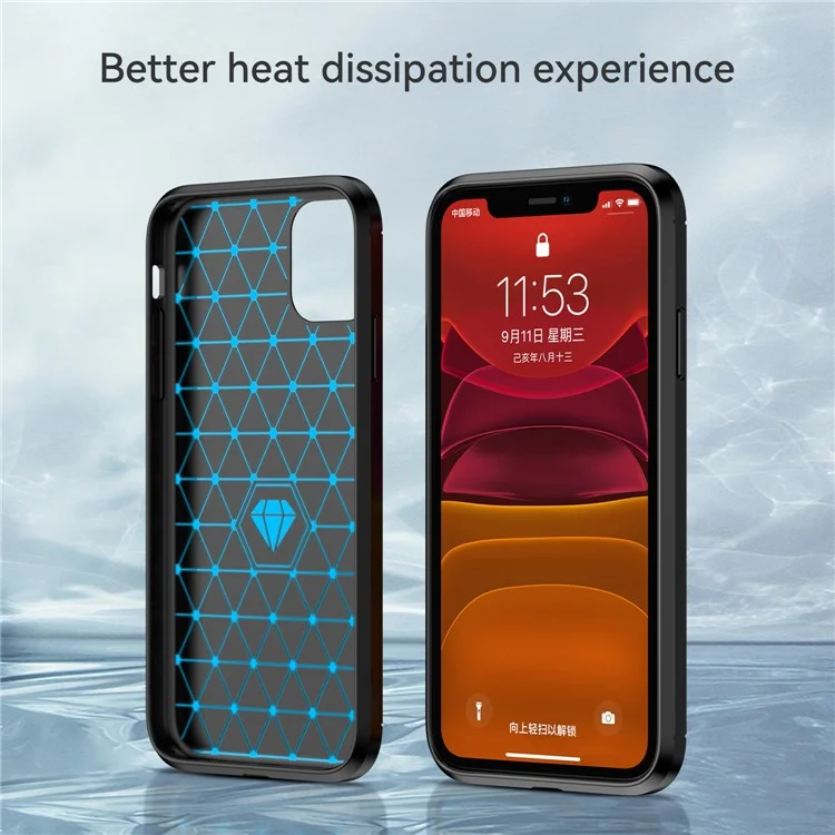 1,8-mm-Kohlefaser-Hüllen mit gebürsteter Textur Impact Buffer TPU-Handyhülle für iPhone 11 6,1 Zoll - Schwarz