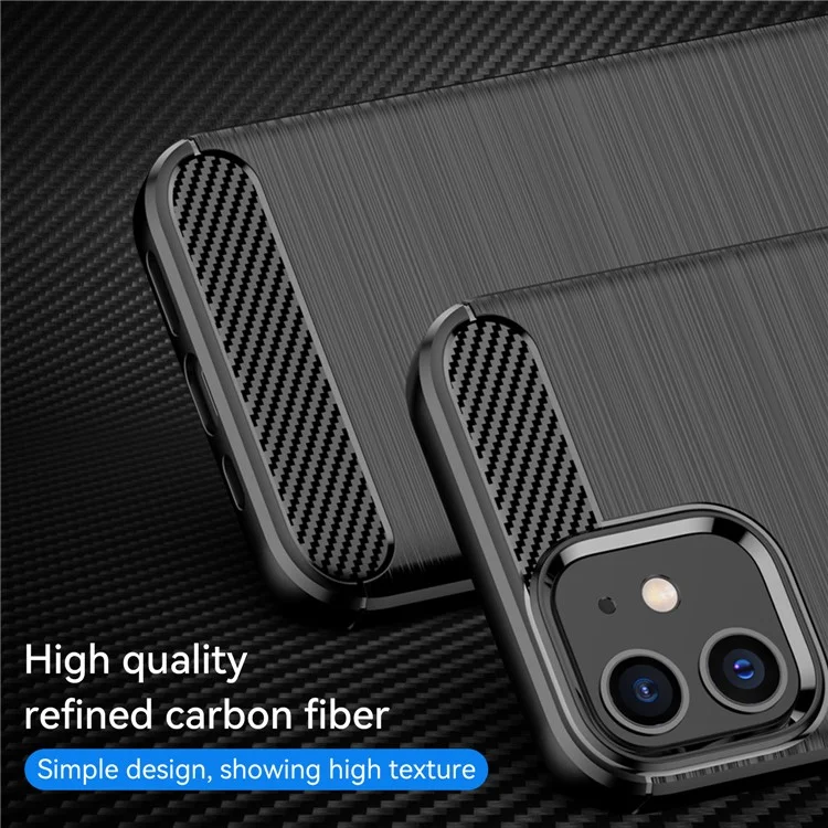 Coque de protection antipoussière en fibre de carbone brossée de 1,8 mm pour iPhone 12/12 Pro 6,1 pouces - Noir