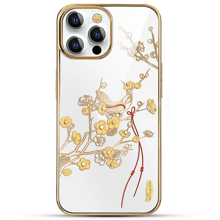 Kingxbar Rhinestone Украшенный Чехол Для Телефона Электропликационная Защитная Крышка Для IPhone 13 PRO 6,1 Дюйма - Желтый Цветок