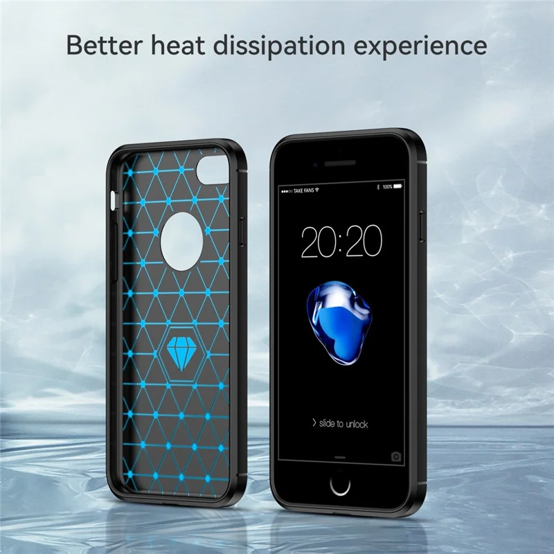 1.8mm Carbon Fiber Texture TPU Case Brushed Surface Phone Protective Cover for iPhone 8/7 - Black