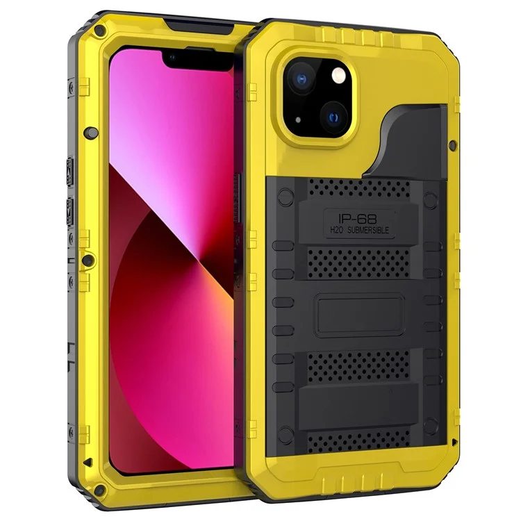 Anti-drop Shockproof Waterproof Dust-proof Silicone + Metal Protective Phone Case Shell for iPhone 13 6.1 inch - Yellow