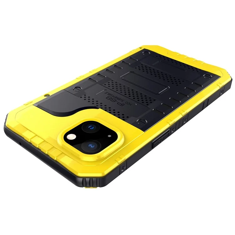 Anti-drop Shockproof Waterproof Dust-proof Silicone + Metal Protective Phone Case Shell for iPhone 13 6.1 inch - Yellow