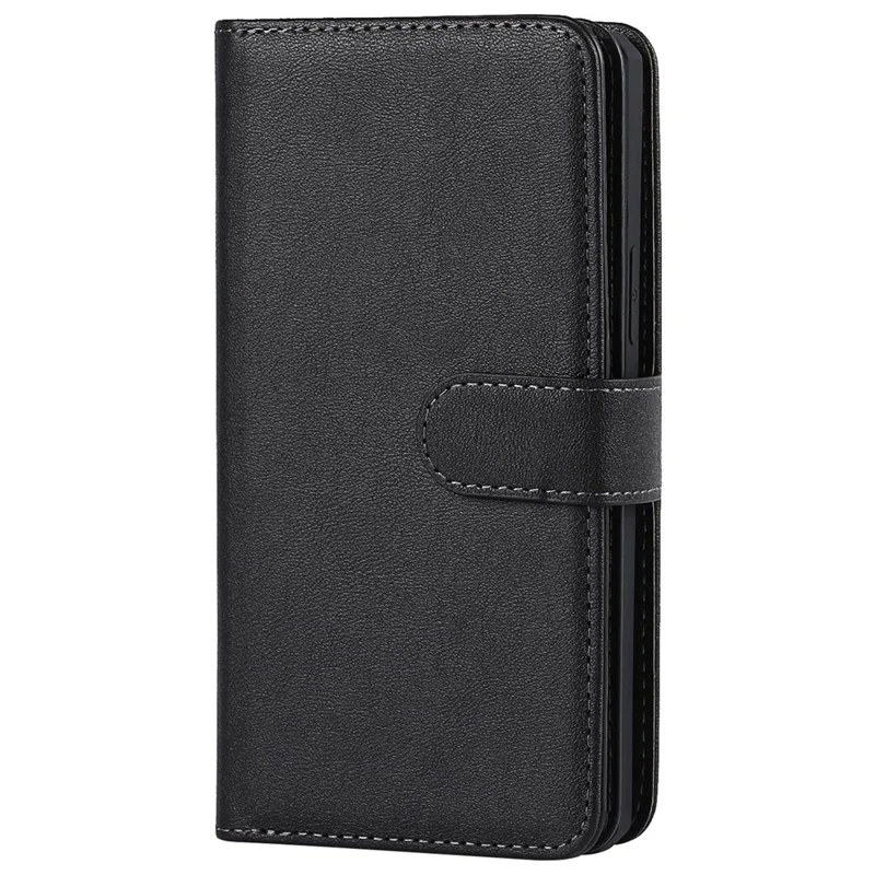 Fall-proof Detachable PU Leather Wallet Stand Phone Case Shell with Wrist Strap for iPhone 13 6.1 inch - Black