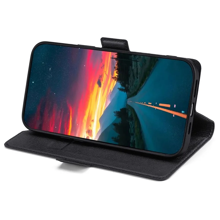 Étui de téléphone en cuir PU à fermoir magnétique ultra-fin avec porte-cartes pour iPhone SE (2022) / SE (2020) / 8 / 7 2020 - Noir