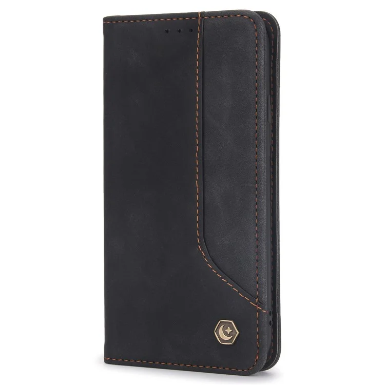 POLA 008 Serie Custodia Portafoglio in Pelle PU Full Protection Retro Flip Stand Auto Chiusura Magnetica per iPhone SE (2022)/SE (2020)/8/7 - Nero