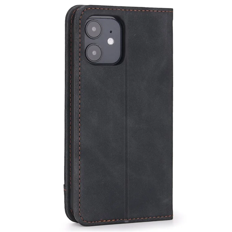 POLA 008 Série de Portefeuille pu Leather Retro Folio Flip Case Stoup Magnétique Couverture de Protection Auto-absorbée Auto-absorbée Pour L'iphone 12 Mini 5,4 Pouces - le Noir