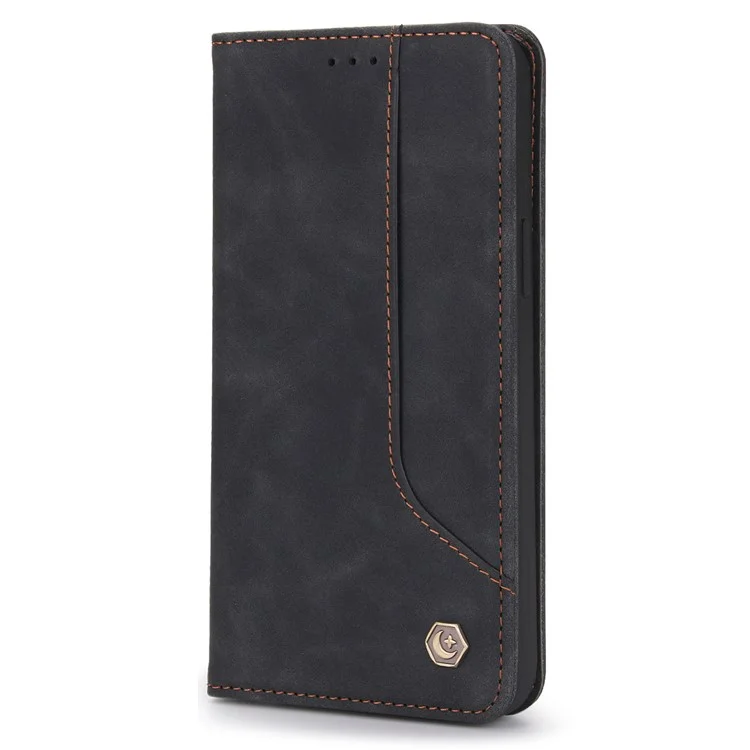 POLA 008 Series Magnetic Absorption Retro Leather Flip Case Wallet Stand Protective Cover for iPhone 11 Pro 5.8 inch - Black