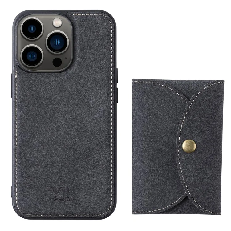 VILI TR Series Right Open Magnetic Card Slot Detachable 2-in-1 Design Leather Coated PC+TPU Phone Case for iPhone 13 Pro Max 6.7 inch - Black