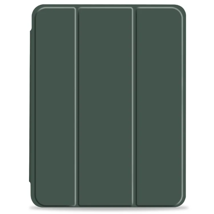 Transparent Anti-scratch Tablet Case PU Leather Trifold Stand Protective Cover with Pencil Holder for iPad Pro 11-inch (2021) - Midnight Green