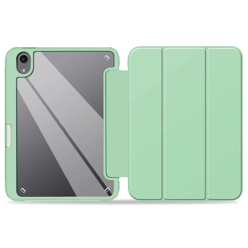 Slim Stand Hard Back Shell Protective Cover Drop-Proof TPU Frame Scratch Resistant Tablet Case with Pencil Holder for iPad mini (2024) / mini (2021) - Green