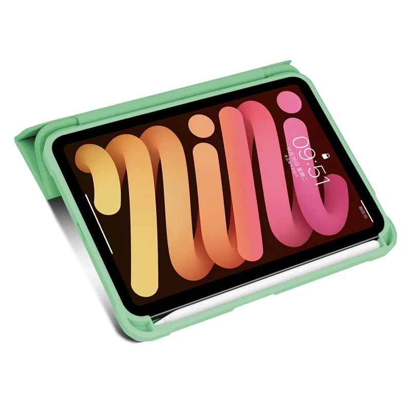 Slim Stand Hard Back Shell Protective Cover Drop-Proof TPU Frame Scratch Resistant Tablet Case with Pencil Holder for iPad mini (2024) / mini (2021) - Green