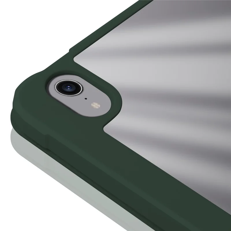 Slim Stand Hard Back Shell Protective Cover Drop-Proof TPU Frame Scratch Resistant Tablet Case with Pencil Holder for iPad mini (2024) / mini (2021) - Army Green