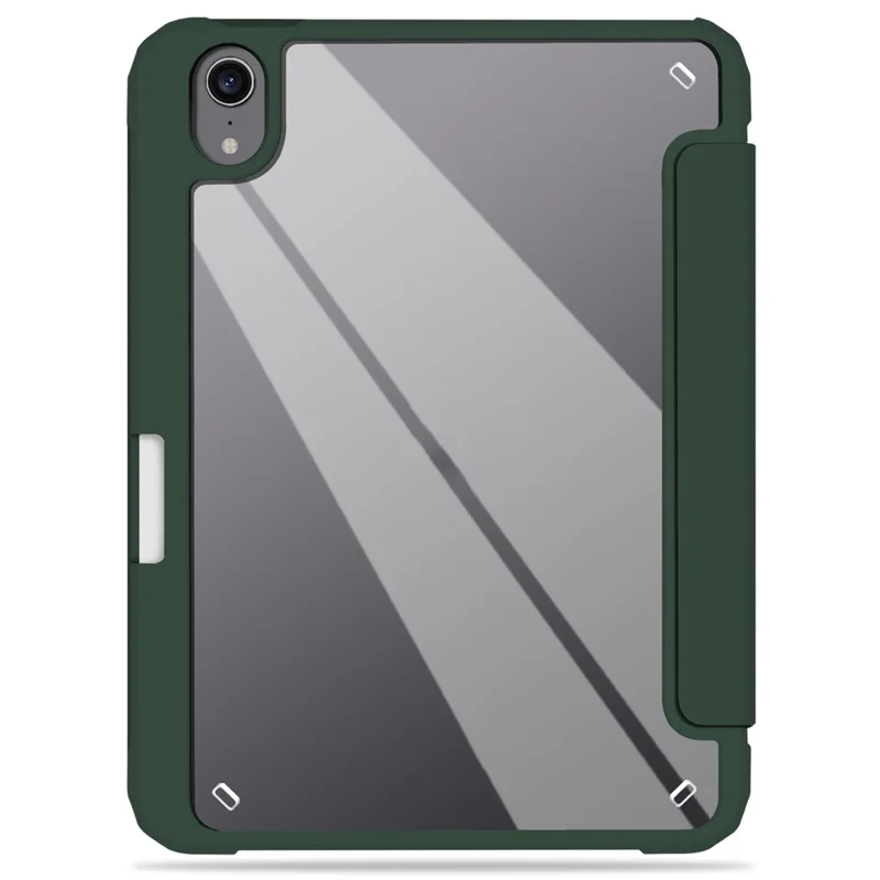 Slim Stand Hard Back Shell Protective Cover Drop-Proof TPU Frame Scratch Resistant Tablet Case with Pencil Holder for iPad mini (2024) / mini (2021) - Army Green