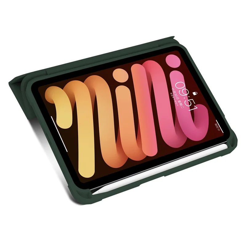 Slim Stand Hard Back Shell Protective Cover Drop-Proof TPU Frame Scratch Resistant Tablet Case with Pencil Holder for iPad mini (2024) / mini (2021) - Army Green