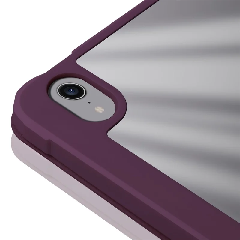 Slim Stand Hard Back Shell Protective Cover Drop-Proof TPU Frame Scratch Resistant Tablet Case with Pencil Holder for iPad mini (2024) / mini (2021) - Plum