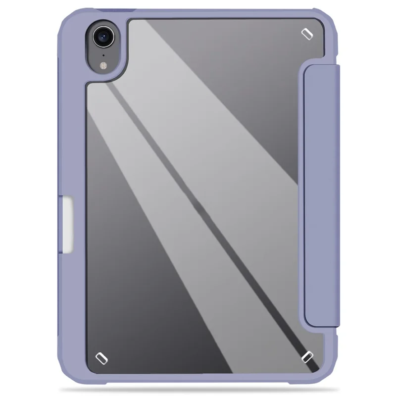 Slim Stand Hard Back Shell Protective Cover Drop-Proof TPU Frame Scratch Resistant Tablet Case with Pencil Holder for iPad mini (2024) / mini (2021) - Purple