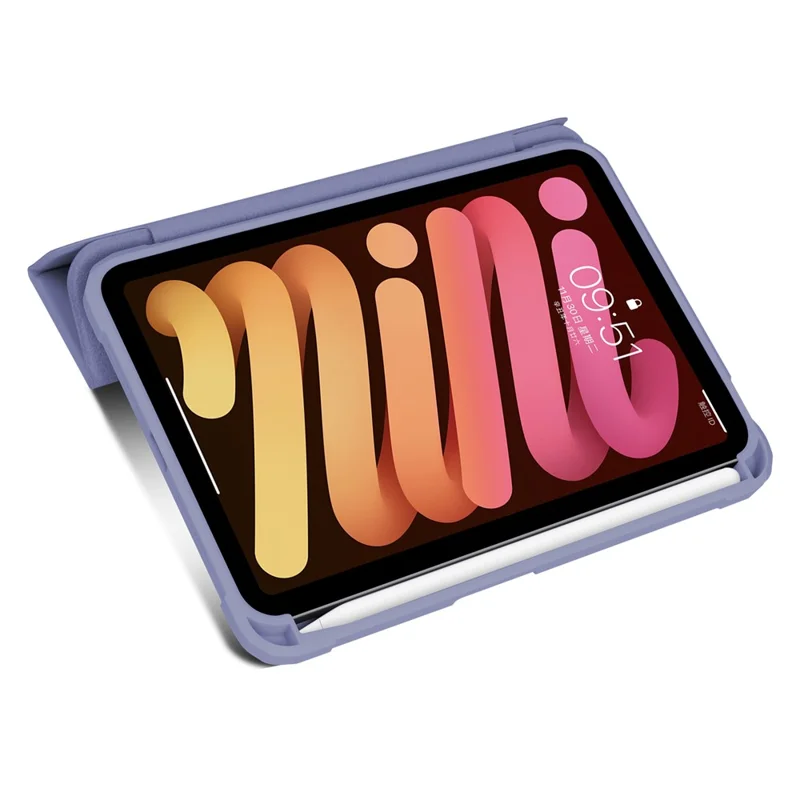 Slim Stand Hard Back Shell Protective Cover Drop-Proof TPU Frame Scratch Resistant Tablet Case with Pencil Holder for iPad mini (2024) / mini (2021) - Purple