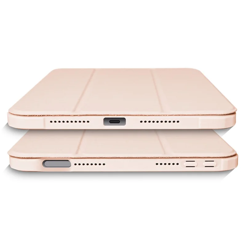 Slim Stand Hard Back Shell Protective Cover Drop-Proof TPU Frame Scratch Resistant Tablet Case with Pencil Holder for iPad mini (2024) / mini (2021) - Pink