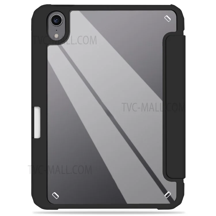 Slim Stand Hard Back Shell Protective Cover Drop-Proof TPU Frame Scratch Resistant Tablet Case with Pencil Holder for iPad mini (2024) / mini (2021) - Black