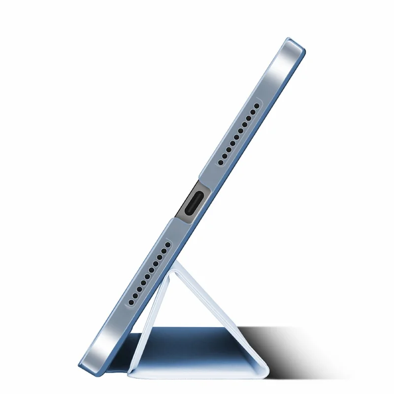 Étui de protection pliable avec support, en similicuir PU + PC, activation/désactivation automatique, pour iPad mini (2024) / mini (2021) - Bleu bébé