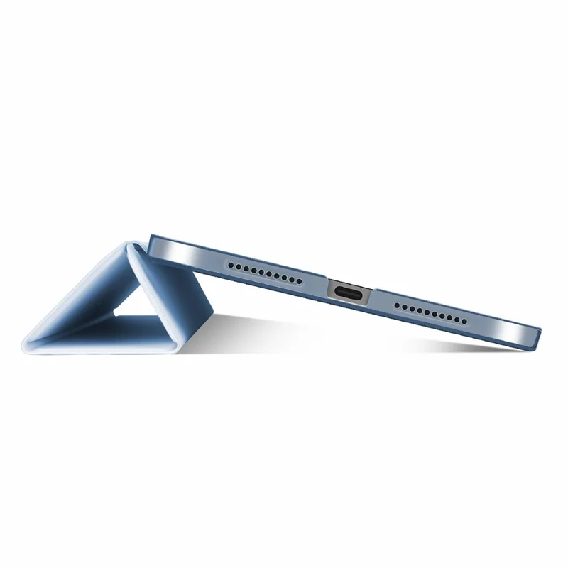 Étui de protection pliable avec support, en similicuir PU + PC, activation/désactivation automatique, pour iPad mini (2024) / mini (2021) - Bleu bébé