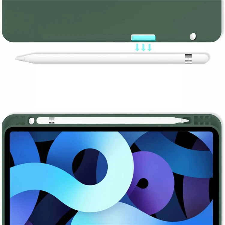 Case di Supporto Per Protezione Del Tablet a Slot a Penna Case PU Pettura+coperchio Tpu Con Tastiera Bluetooth Wireless Per Ipad Air (2022)/(2020) - Tastiera Verde/bianca di Mezzanotte