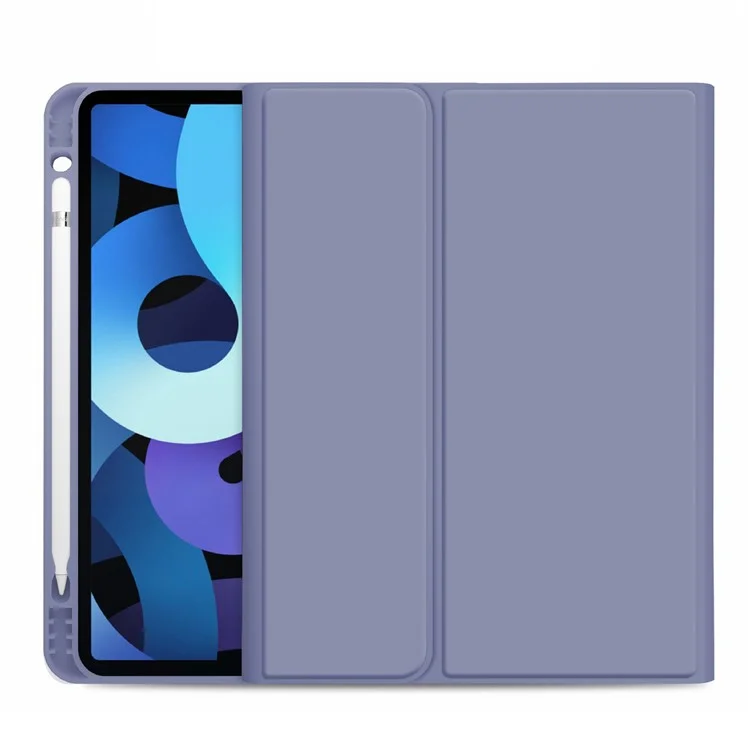 Aguarda Automática/sono PU Couro PU Magnetic Stand Anti-drop Shell Com Caneta Com Caneta Para Ipad Air (2020)/ar (2022) - Roxo