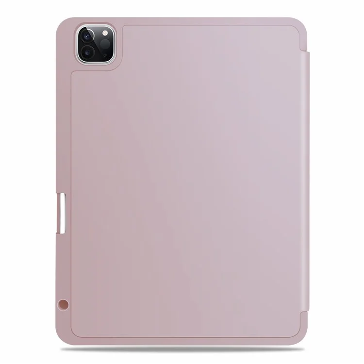 PU Leather Tri-fold Stand Smart Wake/Sleep Anti-drop Table Cover Shell with Pen Slot for iPad Pro 11-inch (2021) - Pink