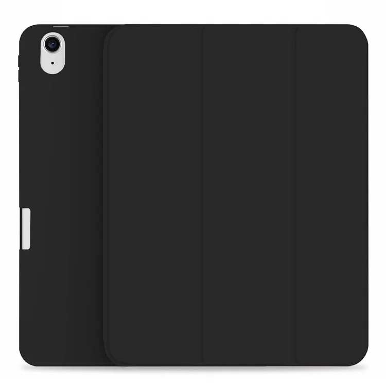 Tri Fold PU Lootor de Cuero Auto/siemple Concurso Con Cubierta Con Contración de Pen Sillus Para Air Ipad (2020)/air (2022) - Negro