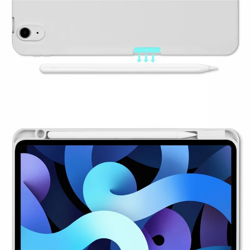 Tri-Fold PU Leather Stand Cover Shell with Stylus Pen Slot for iPad Air 11 (2026) / (2025) / (2024) / Air (2022) / (2020) - Light Grey