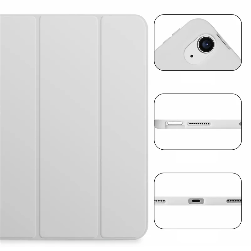Tri-Fold PU Leather Stand Cover Shell with Stylus Pen Slot for iPad Air 11 (2026) / (2025) / (2024) / Air (2022) / (2020) - Light Grey