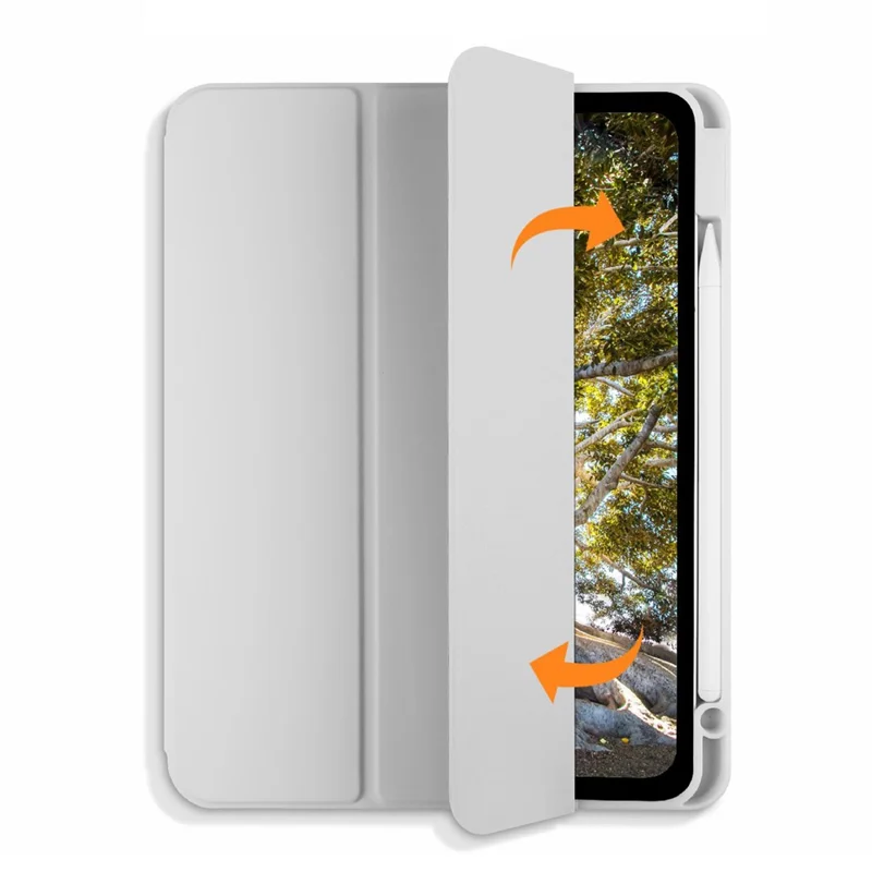 Tri-Fold PU Leather Stand Cover Shell with Stylus Pen Slot for iPad Air 11 (2026) / (2025) / (2024) / Air (2022) / (2020) - Light Grey