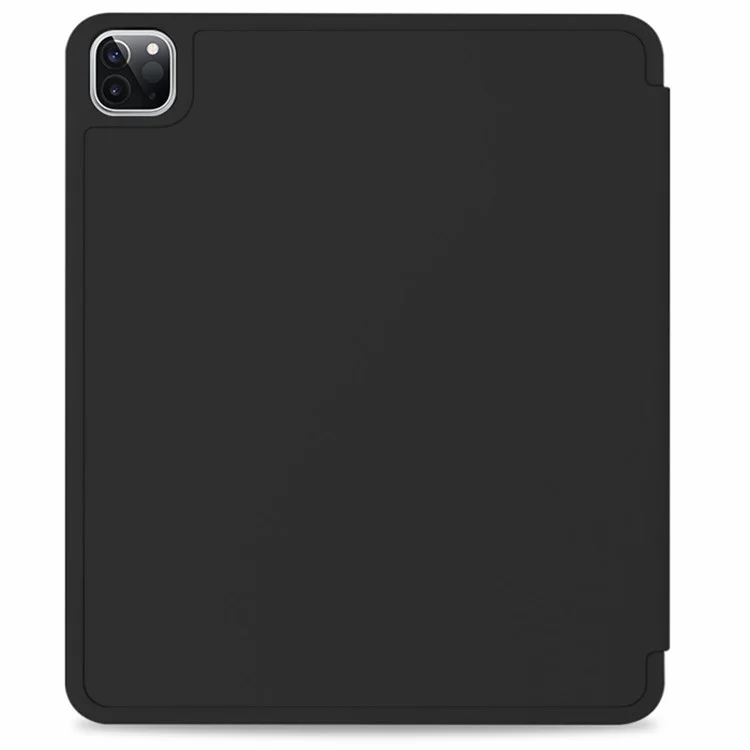 PU le Cuir Auto Auto Wake / Sleep Tablet Cover Tri Fold Stand Basy With Poll Pour L'ipad Pro 12,9 Pouces (2021) - le Noir