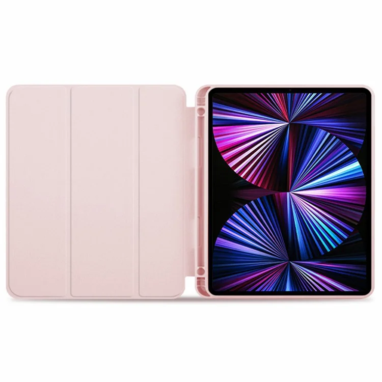 Pen Slot Design PU Leather Auto Wake/Sleep Tablet Copertina Full-protection Case di Supporto Per Tre Pollici Per Ipad Pro 11 Pollici (2021) - Rosa